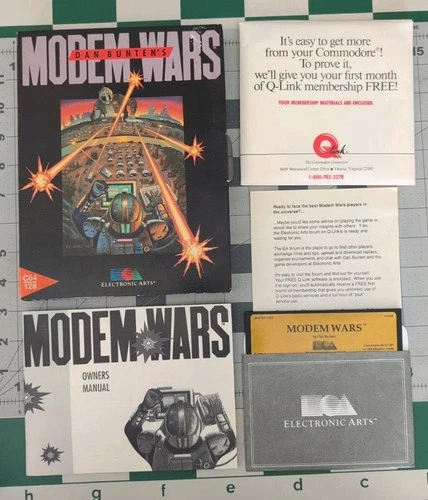 1988 Dan Buten's MODEM WARS Game For Commodore 64 / 128 + Q-lInk Pack #RPG