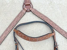 Premium Quality Western Headstall and Breast Collar Set - Leather - Horse Tack