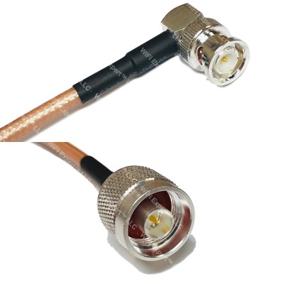 RG142 Silver BNC MALE ANGLE to N MALE Coax RF Cable USA Lot