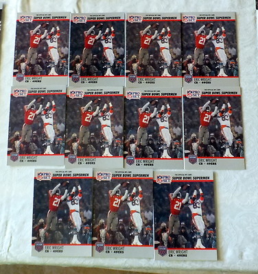 ERIC WRIGHT SF 49ers 11 card Lot 1990 Pro Set Super Bowl Supermen Card #107