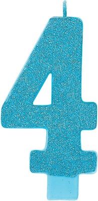amscan  Glitter Caribbean Blue Number 7 Candle - 5 1/4'' (2-pack)