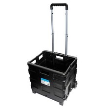 25kg Large Folding Collapsible Boot Cart Shopping Storage Box Wheel Crate Trolly