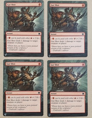 MtG - Gut Shot / Bauchschuss x4 - ALTERED - Modern Masters 2015 -Rare Red Staple