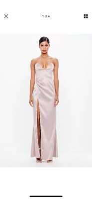 Missguided PACE + AMORE Malve Nude Legated Satin Maxikleid Größe 6 S 38 Italienisch