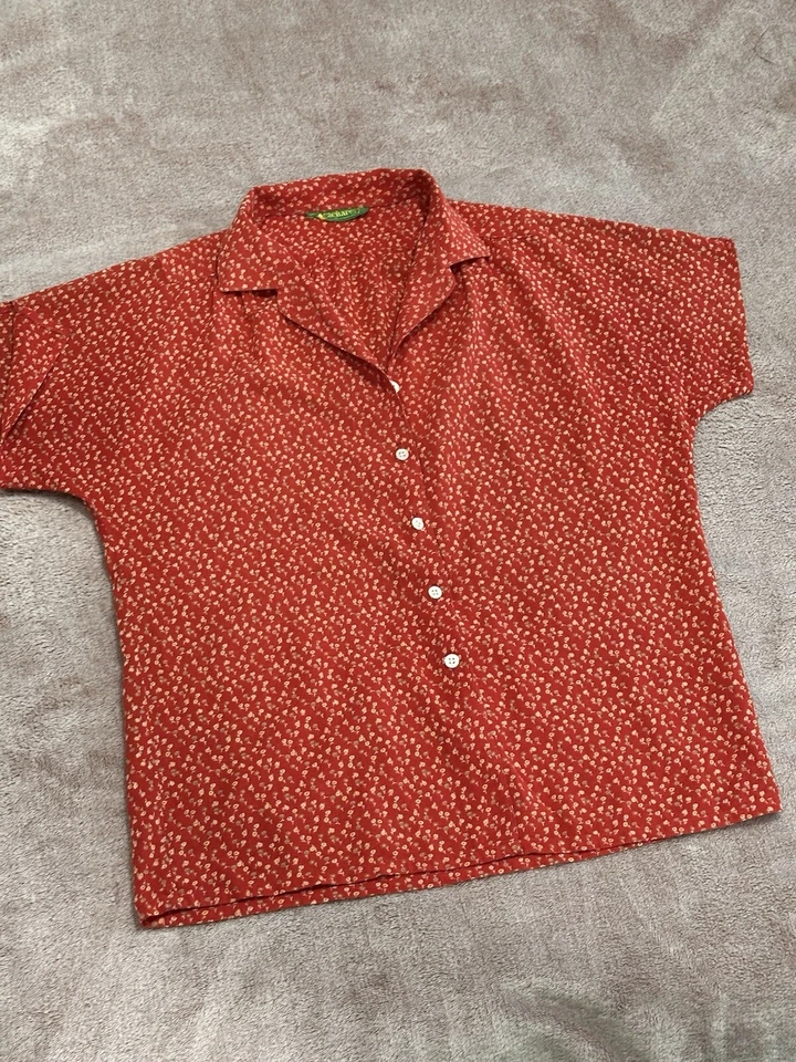 Blusa Top Cacharel Vintage 100% Algodón Floral Abotonada Romántica Femenina Talla 38 Foto 3 de 4