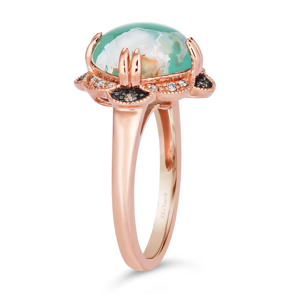 LeVian 925 Sterling Silver Rose Gold Plated 3.35 TCW Aquaprase Ring - Size 6 - Image 4 of 4