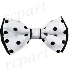 New Men's Pre-tied Bowtie Two Tone White Black Polka Dot Formal Wedding Party