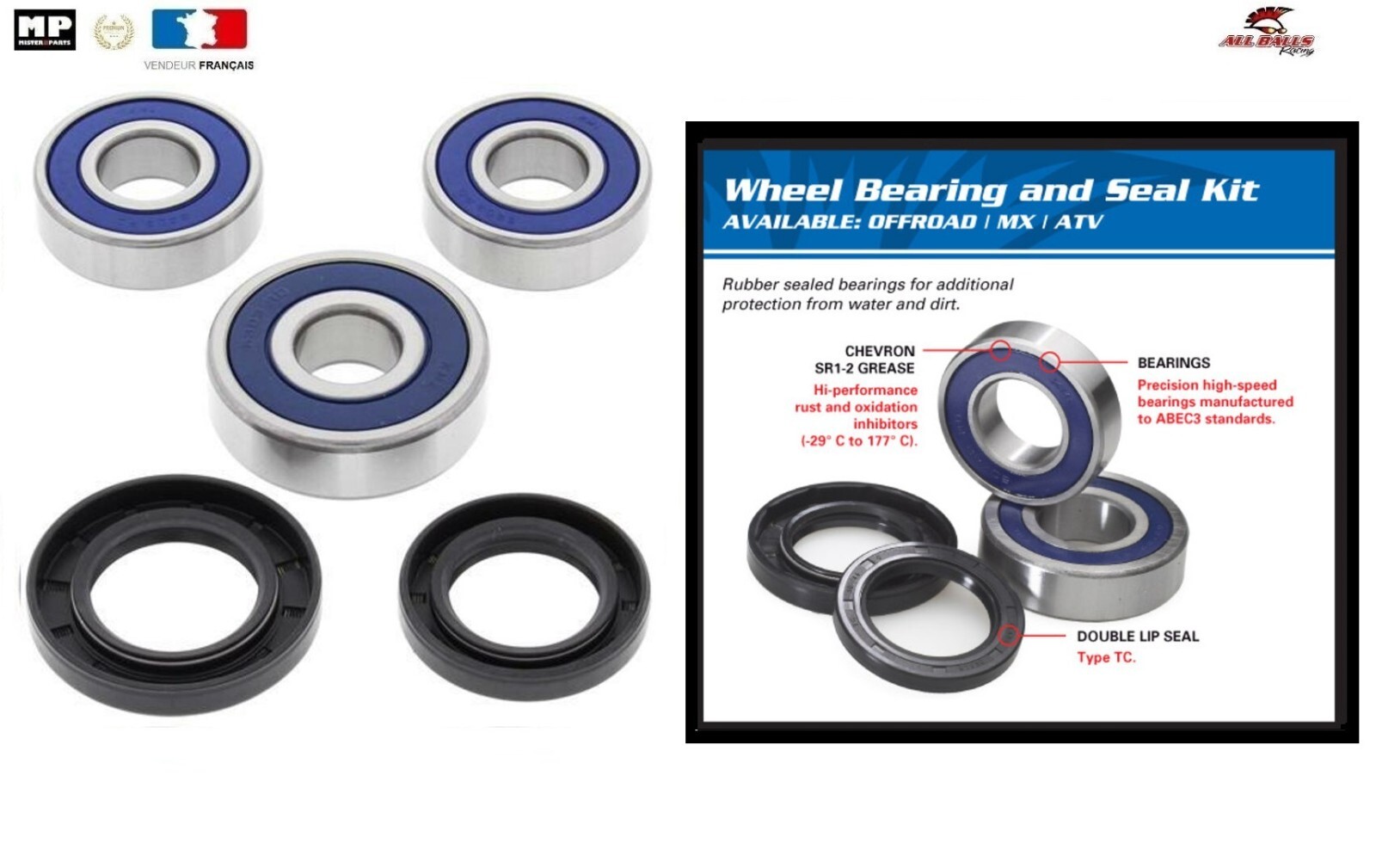 Kit Roulement de Roue Arrière 25-1209 pour Moto Yamaha SR 500 des Années 1978 à 1979