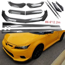 Carbon Fiber Front Bumper Lip Spoiler & Side Skirt For Acura Integra