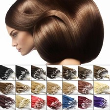 Micro Ring Loop Tip Human Hair Extensions Silicone Beads Straight Hair 100-200s