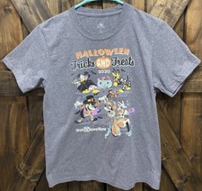 Disney World Halloween Tricks And Treats Kids Youth T-Shirt Large Gray