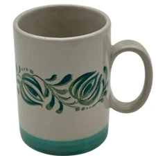 Vintage West Germany Mug 001310 Green Teal Design Stoneware Pottery Coffee Mug