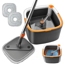 Clean&Dirty Separation 360 Spin Mop Bucket Set Wringer Mop Clean Floor Dark Grey