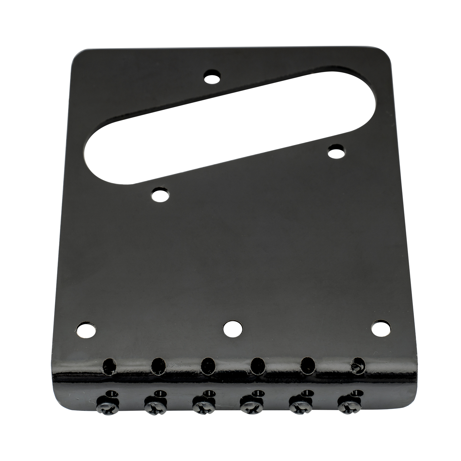 Musiclily Black 54mm 2-1/8 inch Guitar Bridge 6 Saddles Dual Load For Telecaster 3