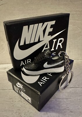 Nike Air Force 1 3D Trainer Sneaker Schlüsselanhänger Schwarz Schuh Mini Low Geschenkbox Autoschlüssel