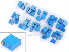 50pcs 10 Values 3296W Multiturn Variable Potentiometer Resistor Trimmer Kit Set