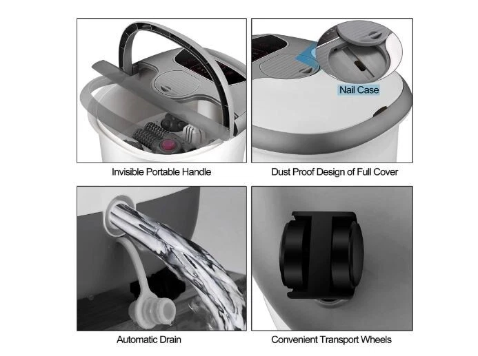 Masajeador de baño spa de pies profesional ACEVIVI - gris Foto 4 de 4