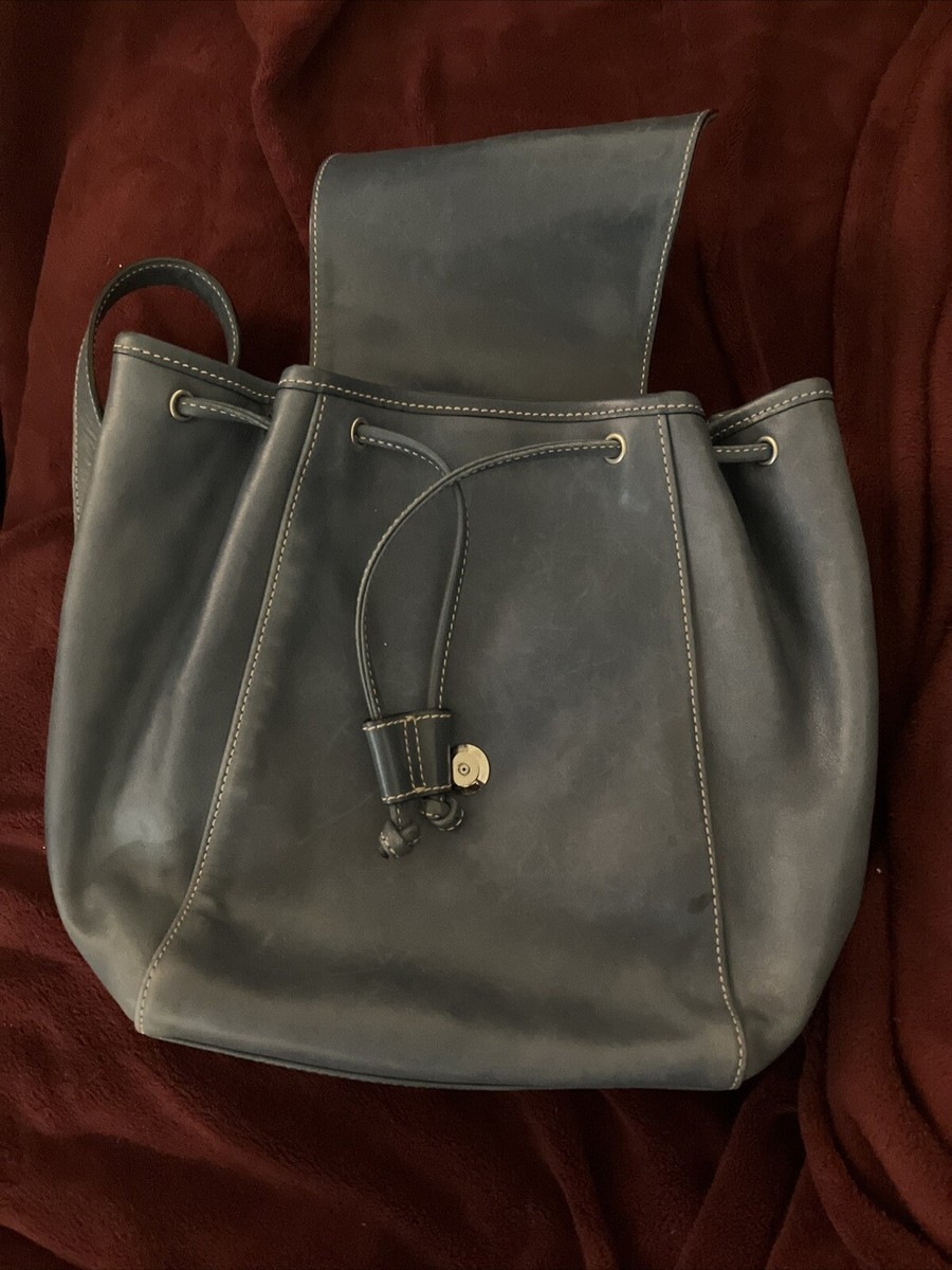 アメリカから購入 COACH leather bag Coach 9569 Vintage Black Leather Drawstring Closure Backpack