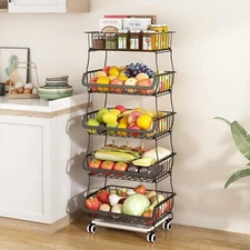 Carro Carrito De Cocina Para Frutas Frutero Con Ruedas 5 Estantes Metal Nuevo