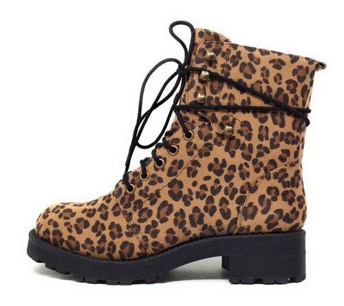 leopard lace up boots