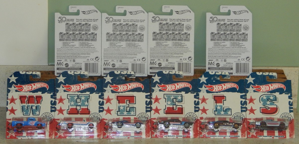 2018 Hot Wheels 50th Anniversary Stars & Stripes FULL SET of