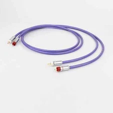 Pair OCC Copper Coaxial Cord RCA Cable 24K Gold Plated Audio Interconnect Wire