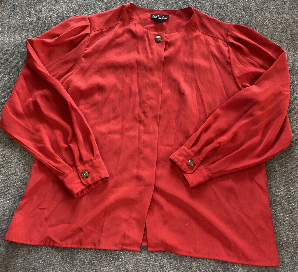 David Matthew Top Womens 16 Red Solid Hidden Button Long Sleeve