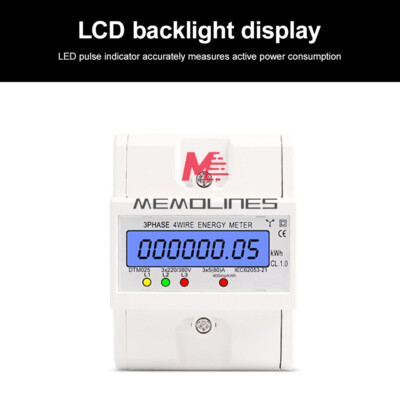 Meter,3 Phase 4 Wire Energy Meter 220/380V 20-80A Energy Consumption KWh Meter DIN Rail Installation Digital Electric Power Meter With LCD Backlight Display Price In Saudi Arabia | Noon Saudi Arabia