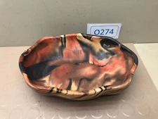 Multi Color Mission Swirl Southwestern Indian Art Pottery Low Bowl Signed