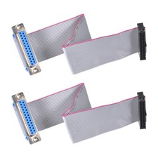IDC Wire Flat Ribbon Cable DB25 Female to FC-26 Female Connector 20cm Long 2pcs