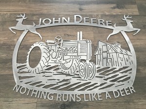 Metal John Deere Tractor Sign Wall Decor Farm Nothing Runs Like A