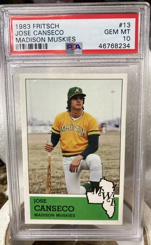 1983 Fritsch Madison Musketeers Jose Canseco XRC PSA 10 Extremely Rare POP 89
