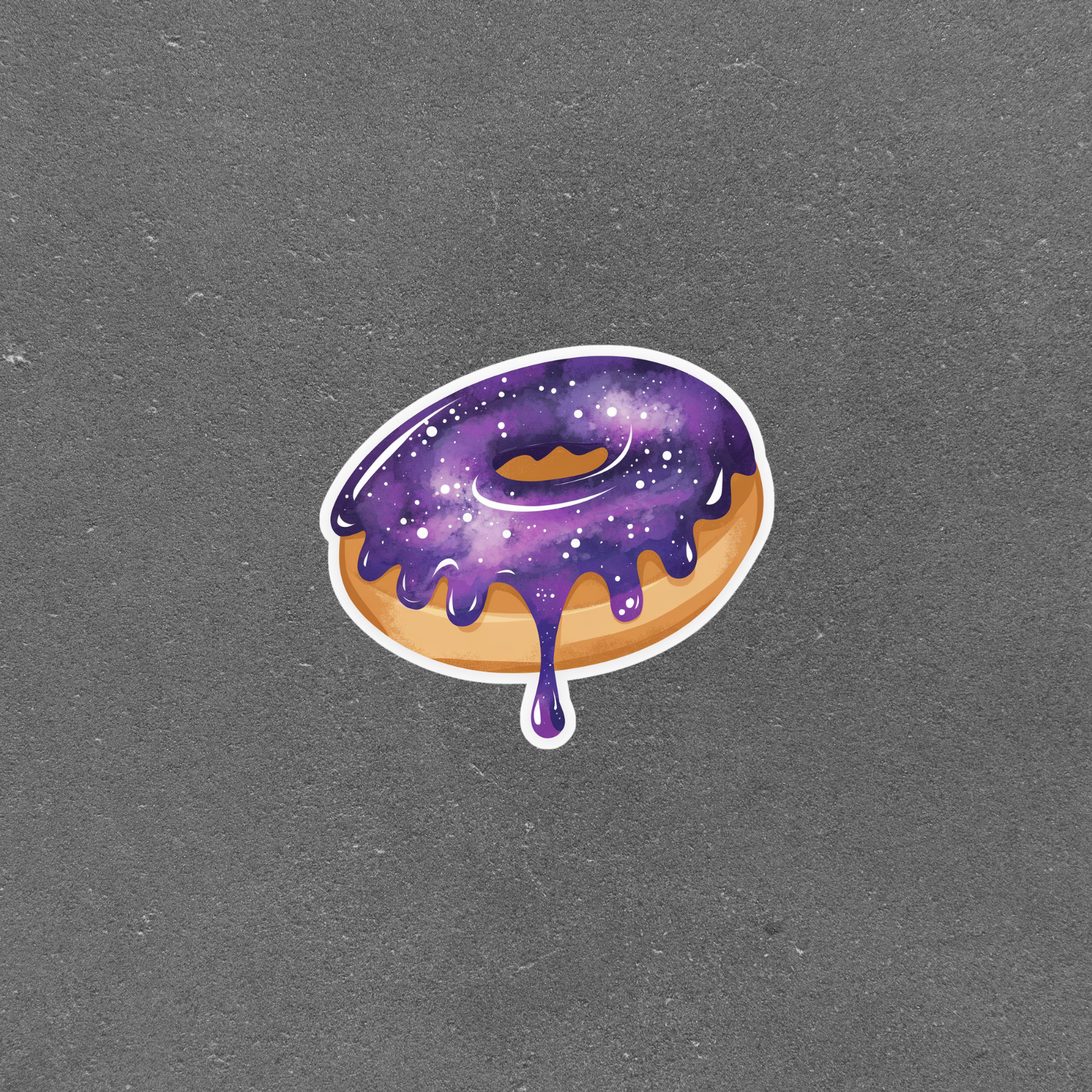 Cosmic Purple Galaxy Donut Sticker - Glossy Vinyl Decal for 