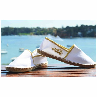 white and gold espadrilles