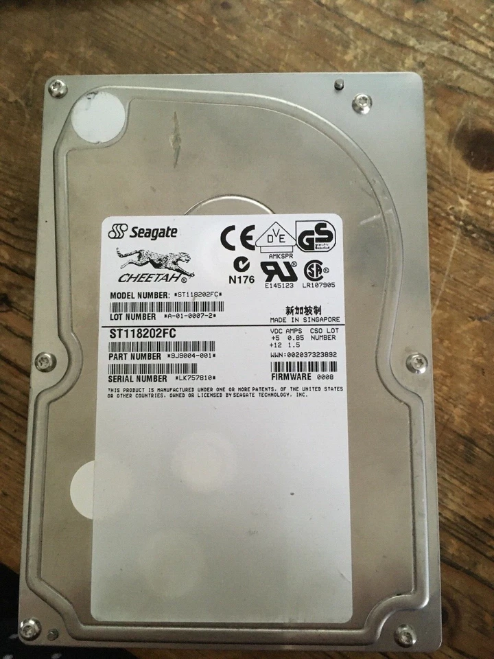 Seagate Cheetah ST118202FC Part 9J9004-001