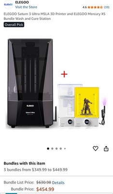 ELEGOO Saturn 3 Ultra MSLA 3D Printer and ELEGOO Mercury XS Bundle