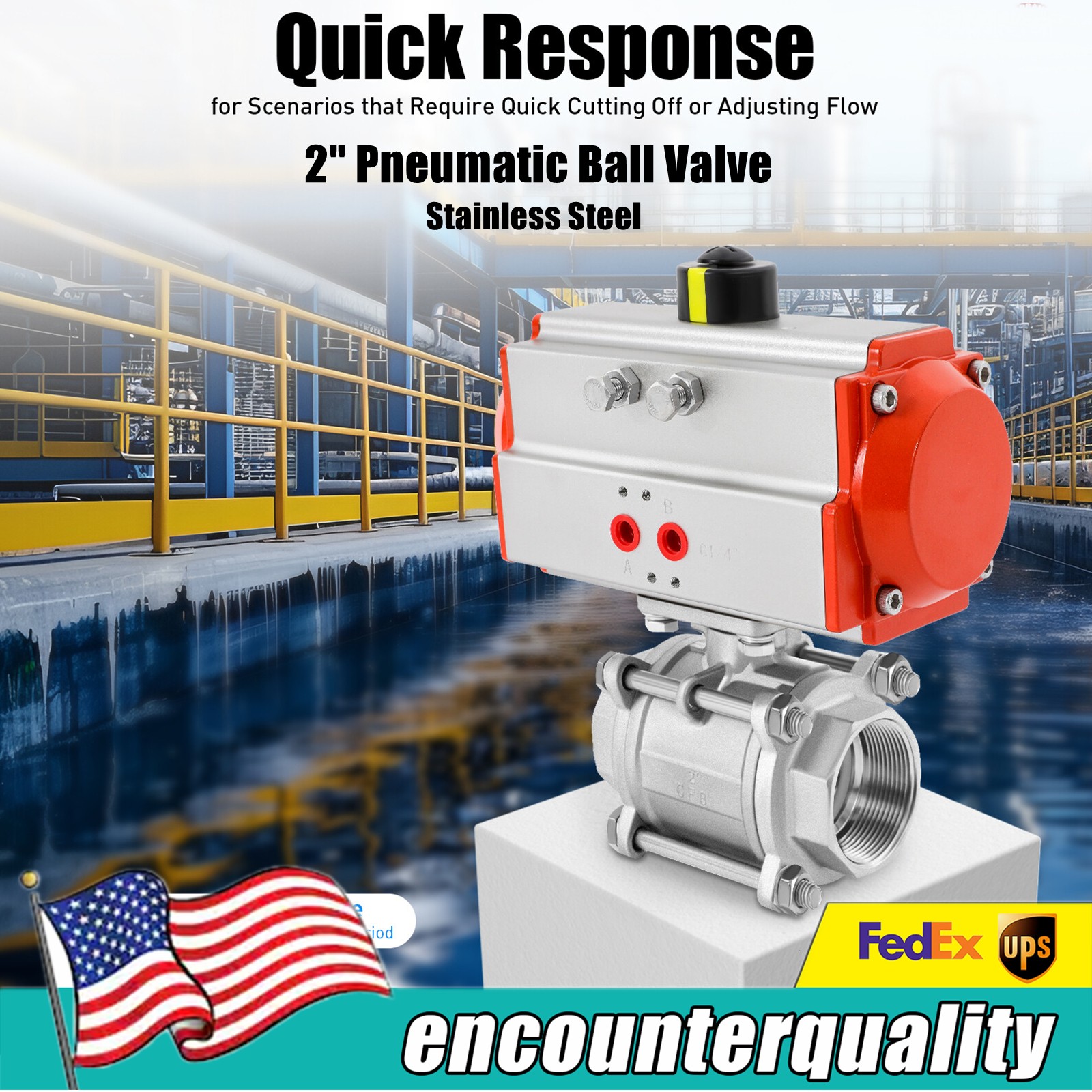 2 Inch Stainless Steel Pneumatic Double Acting Sanitary Ball Valve
