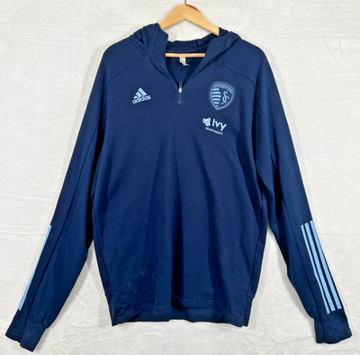 Adidas Sporting Kansas City Hoodie Herren XL Navy 1/4 Zip Fußball MLS