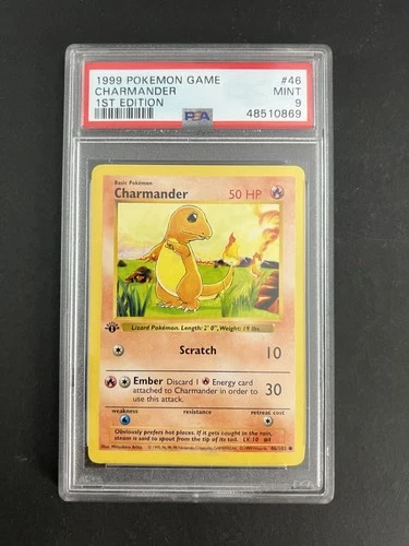 PSA 9 Charmander Base Set 1st Edition 1999 Pokemon Game