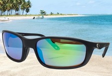 COSTA DEL MAR matte black/green mirror BRINE II polarized 580G sunglasses NEW