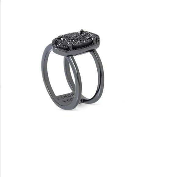 Anillo Kendra Scott Elyse Gunmetal Negro Druzy Talla 7 Precio de venta sugerido por el fabricante 98 USD Foto 2 de 3