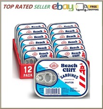 Beach Cliff Sardines in Water, Wild Caught, 3.75 oz Can, Pack of 12