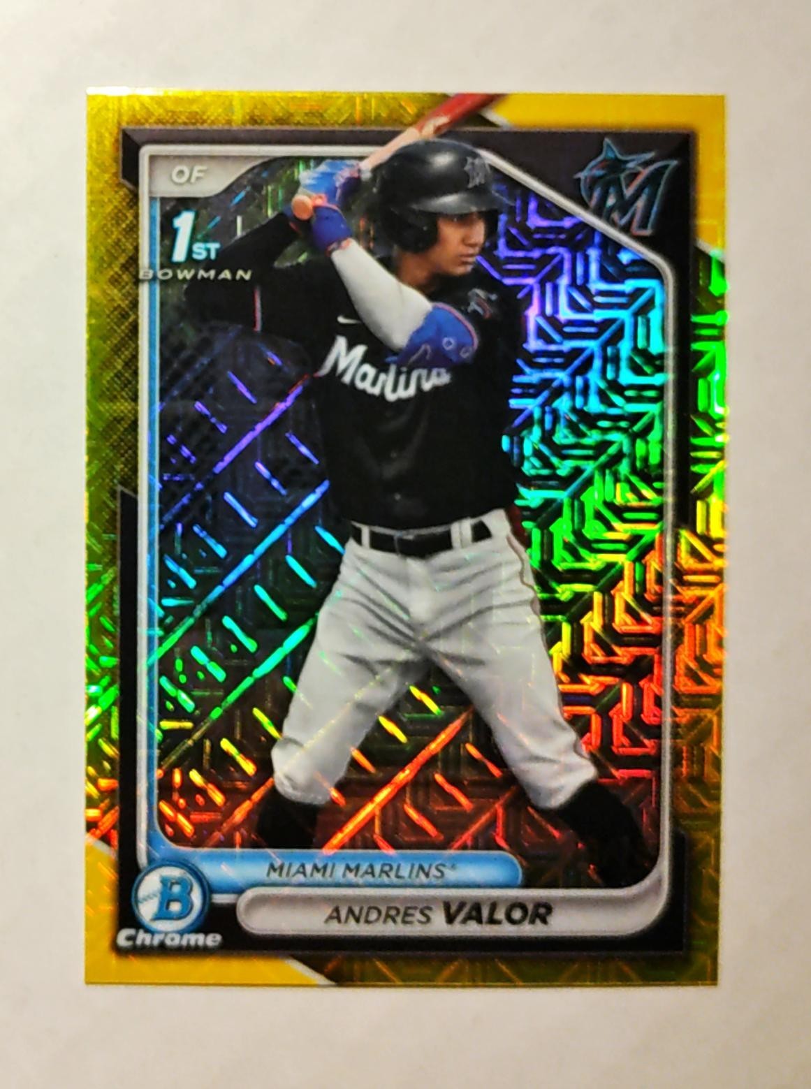 Andres Valor 2024 1st Bowman Chrome #BCP-196 Mega YELLOW REFRACTOR 30/75 RC C6
