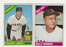 Lot of two 1966 Topps Baseball,  Billy Herman, #37,  Frank Linzy, #78