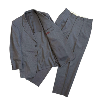 Yohji Yamamoto A.A.R 90s Archive Wool Suit Set Gray Micro Check L 