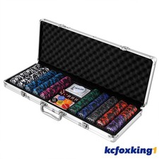 Kidbot Poker Chips Play Set 500Pcs Texas Holdem Aluminium Case Dice Games