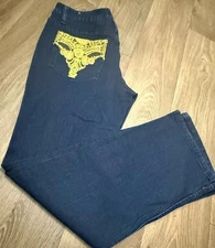 Crest Jeans Embroidered 5 Pocket Flared Womens Denim - Size 13/14 32x31