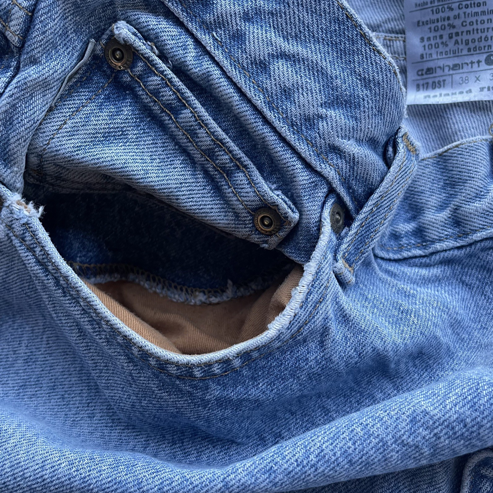 VTG Carhartt denim jeans loose relaxed fit B17 stw skater workwear 38x32 thumbnail 5