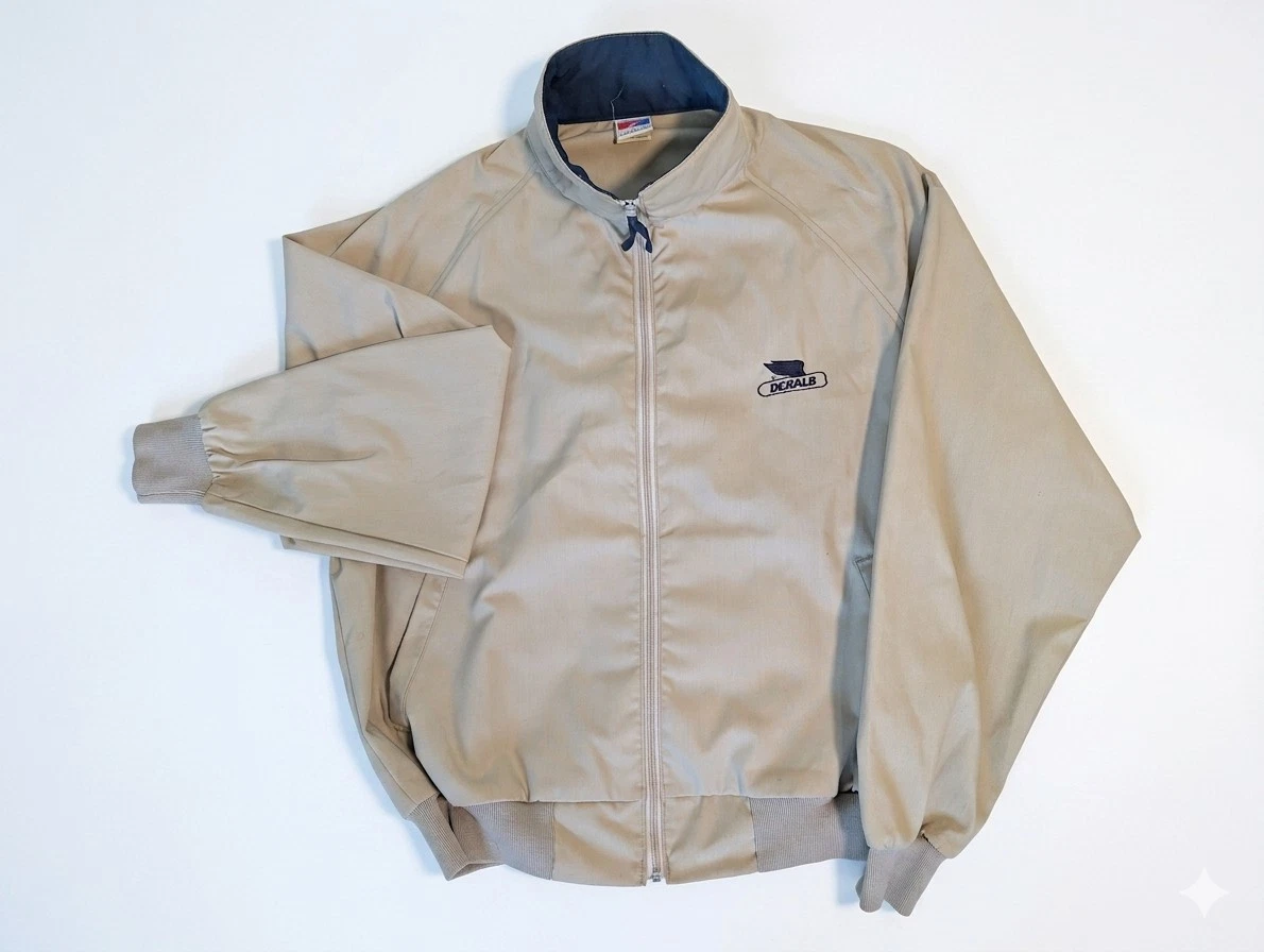 Vintage Swingster DeKalb Jacket Mens Large Made in USA Tan Zip Up Windbreaker...