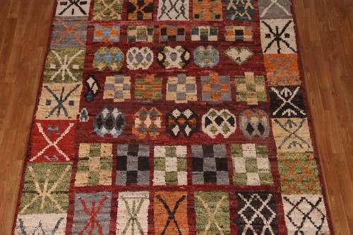 Hand-Knotted Tribal Moroccan Area Rug 7x10 Ft Multicolor Oriental Wool Carpet - Picture 4 of 19